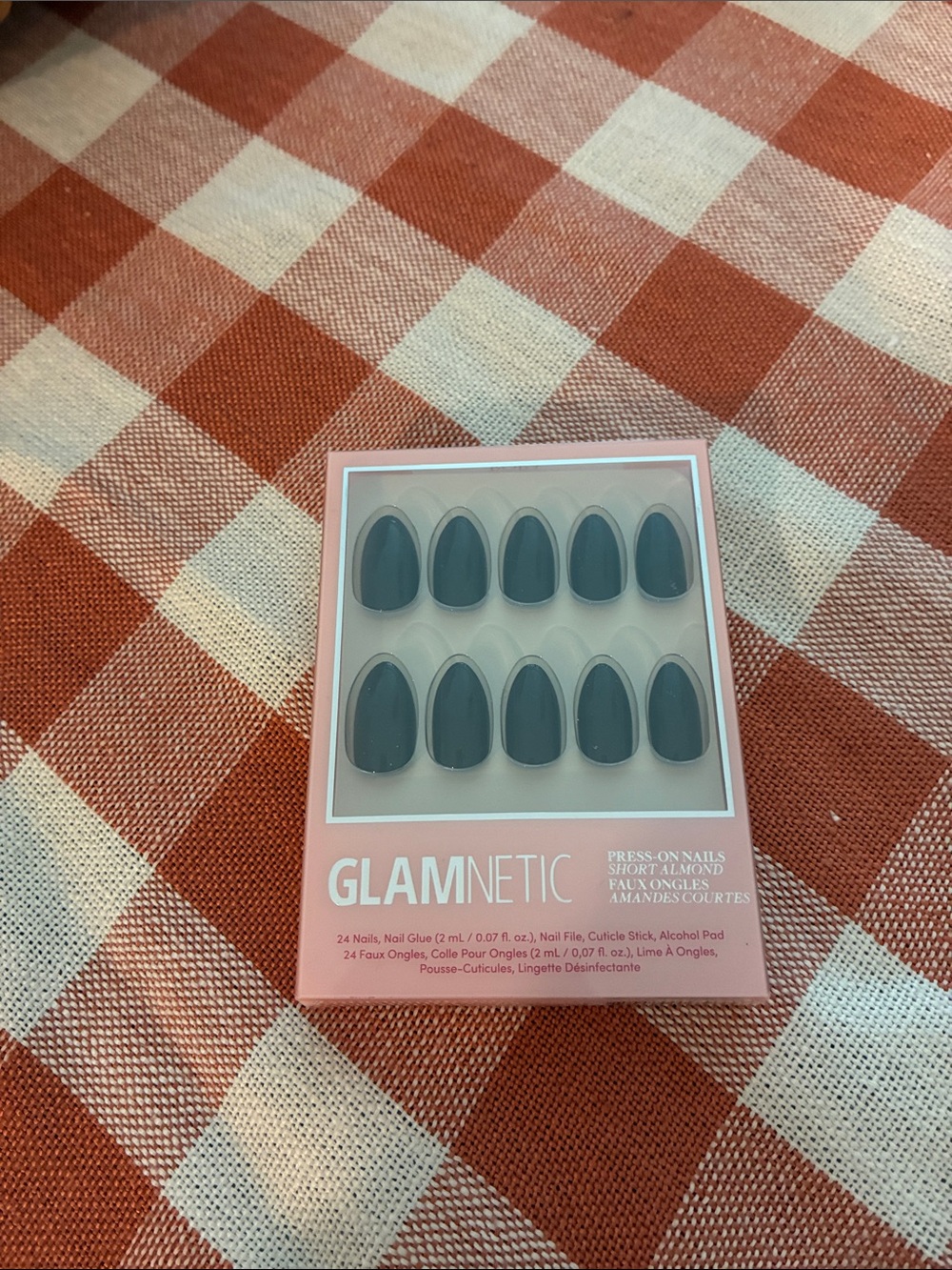 GLAMNETIC Short Almond Press-On Nails in Slate Teal